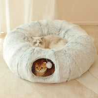 HKM-2817341 Cozy Plush Winter Cat Bed with Warm Cushion - Spacious Pet Basket, 85*85*26cm