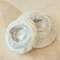 HKM-2817341 Cozy Plush Winter Cat Bed with Warm Cushion - Spacious Pet Basket, 85*85*26cm