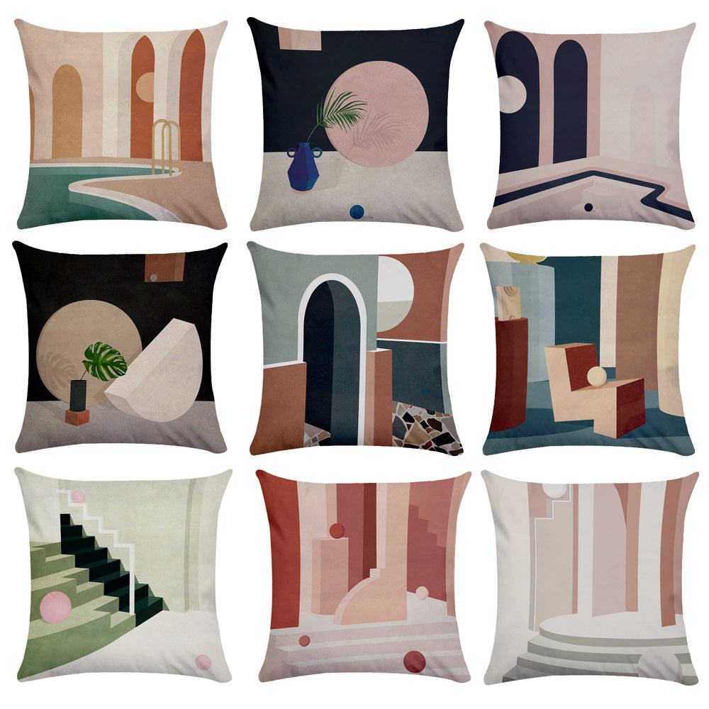 HKM-281747 Geometric Abstract Plush Pillowcase for Living Room, Bedroom, and More