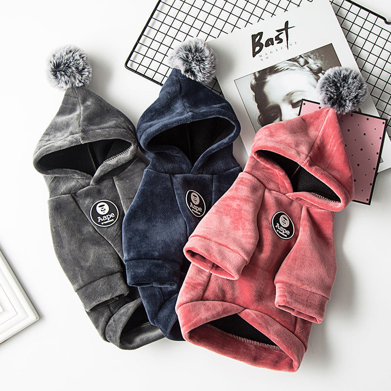 HKM-2818365 Pet Warm Hoodie - Cozy Cloth Sweater Available in Red, Navy Blue, and Grey, Multiple Sizes XS-XXL