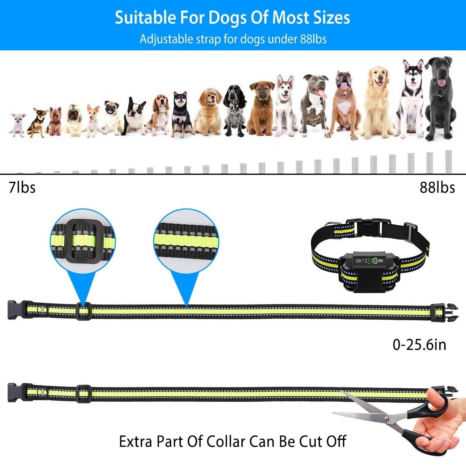 HKM-2818749 Rechargeable Waterproof Dog Bark Collar with Beep, Vibration, and Static Modes for Training