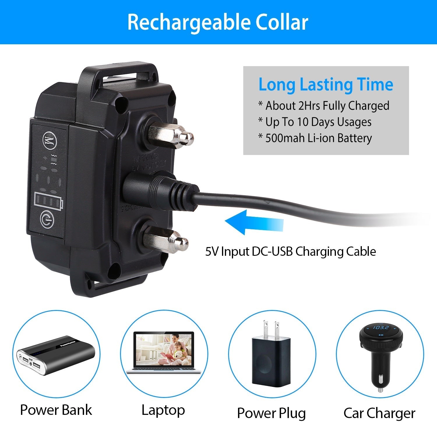 HKM-2818749 Rechargeable Waterproof Dog Bark Collar with Beep, Vibration, and Static Modes for Training