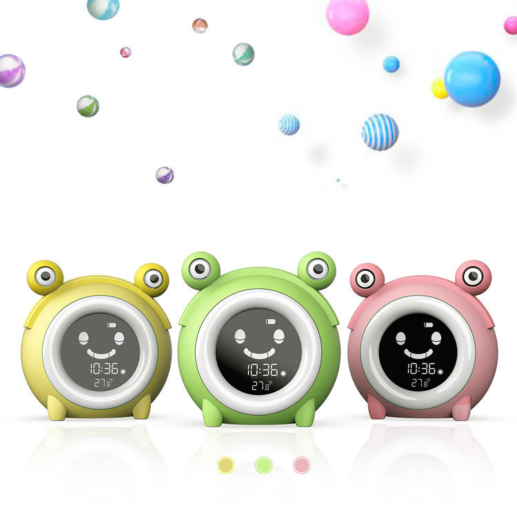 HKM-281875 Cartoon Round LCD Alarm Clock with Thermometer and Luminous Function