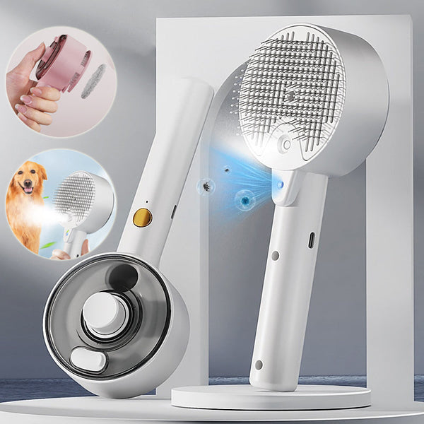 HKM-2818877 Pet Self-Cleaning Grooming Brush with UV Sterilization and Essential Oil Spray for Dogs and Cats