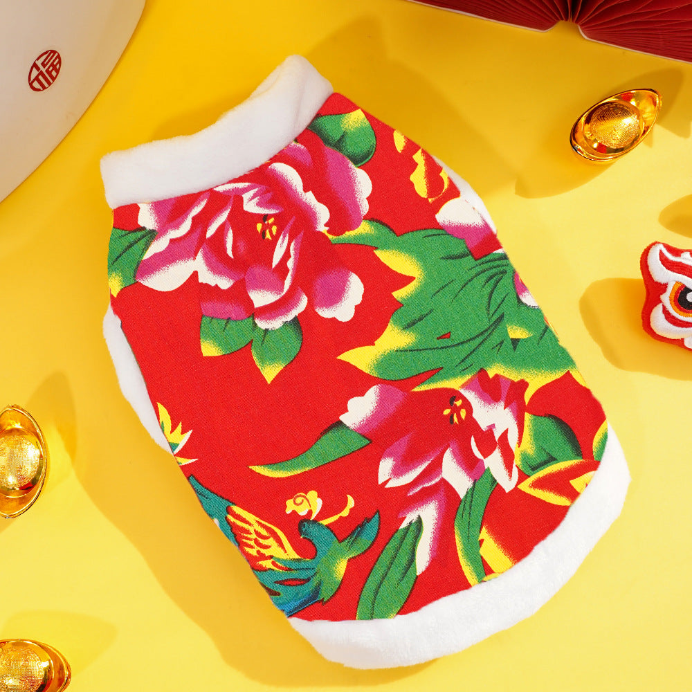 HKM-2819645 New Year Floral Chinese Style Pet Clothing for Dogs and Cats