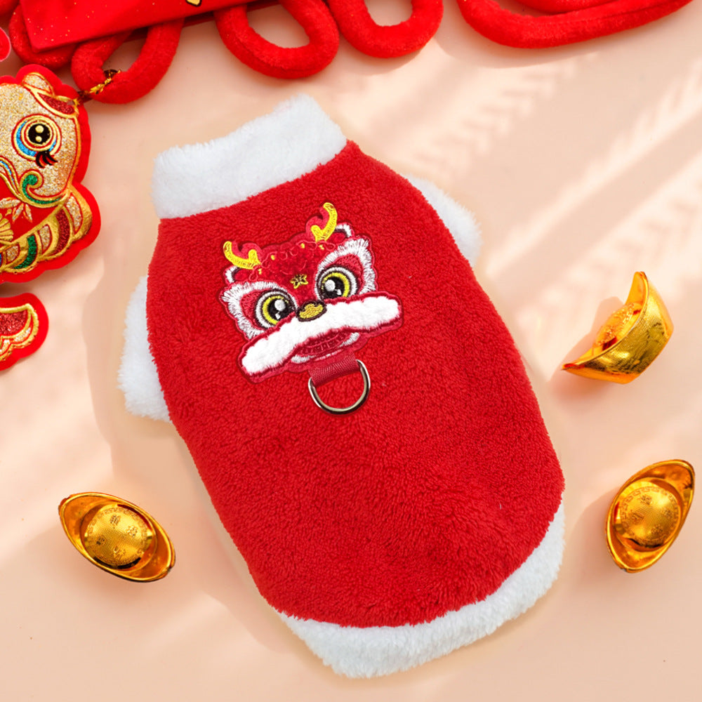 HKM-2819645 New Year Floral Chinese Style Pet Clothing for Dogs and Cats