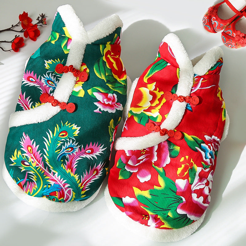 HKM-2819645 New Year Floral Chinese Style Pet Clothing for Dogs and Cats