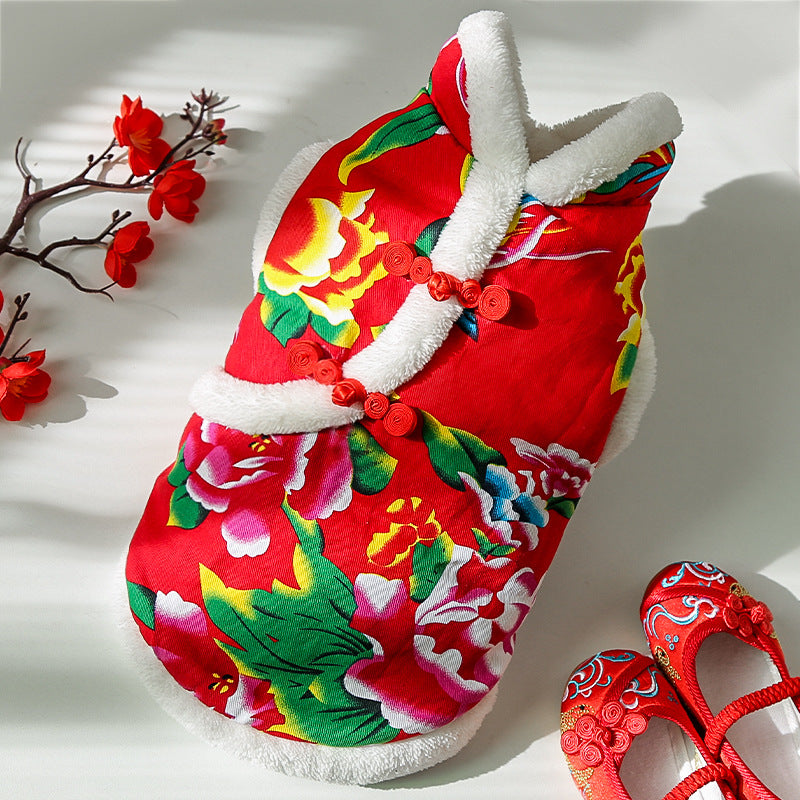 HKM-2819645 New Year Floral Chinese Style Pet Clothing for Dogs and Cats