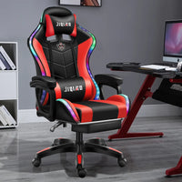 HKM-282195 Pink LED RGB Gaming Chair with Massage Function and Built-In Speakers