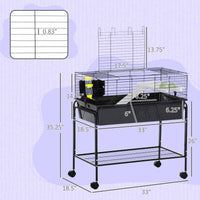 HKM-2822717 Small Animal Cage with Removable Stand and Storage for Rabbits, Guinea Pigs, and More