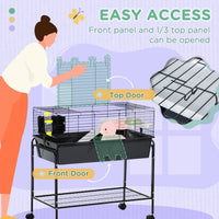 HKM-2822717 Small Animal Cage with Removable Stand and Storage for Rabbits, Guinea Pigs, and More