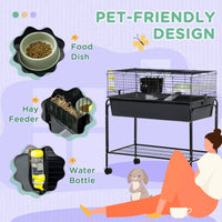 HKM-2822717 Small Animal Cage with Removable Stand and Storage for Rabbits, Guinea Pigs, and More