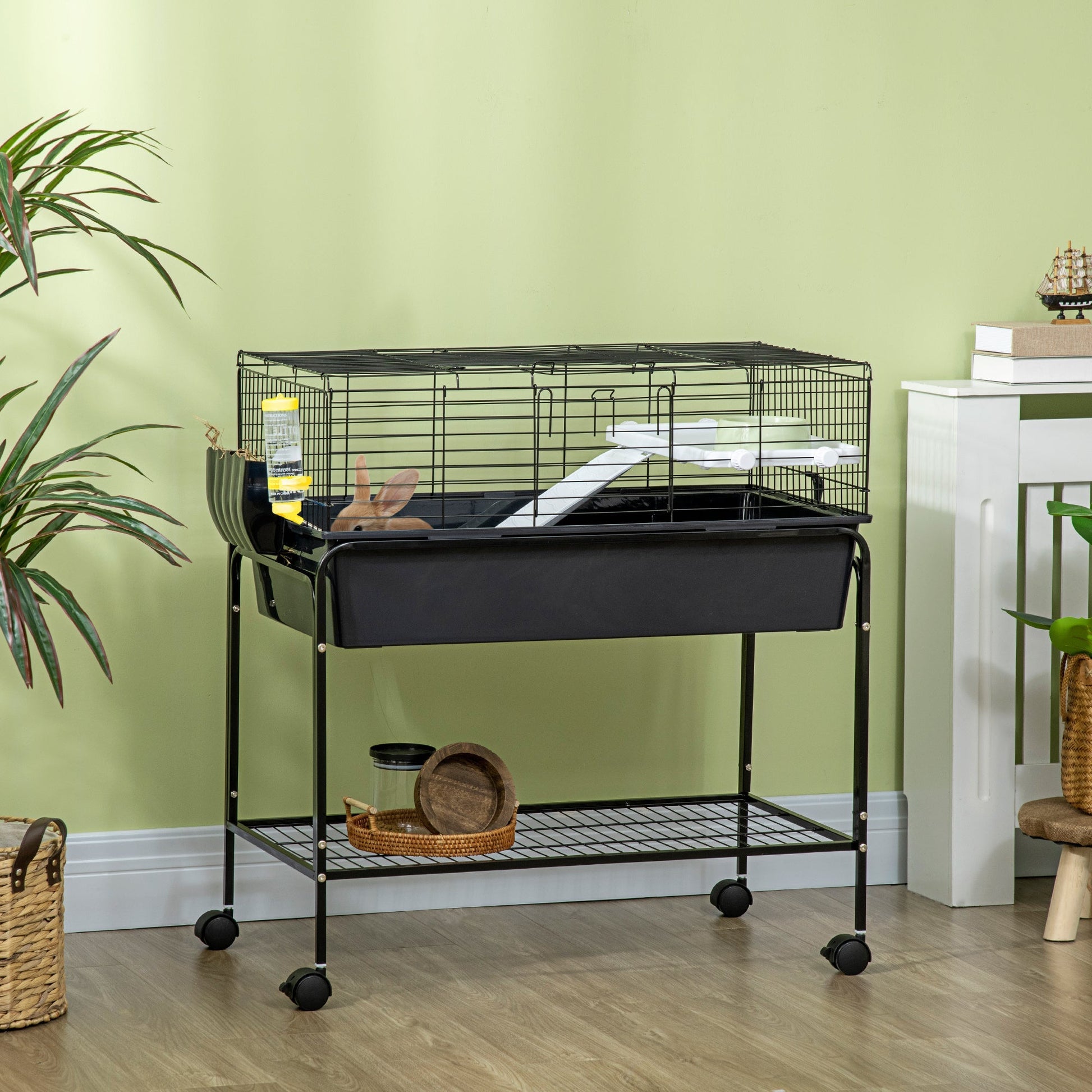 HKM-2822717 Small Animal Cage with Removable Stand and Storage for Rabbits, Guinea Pigs, and More
