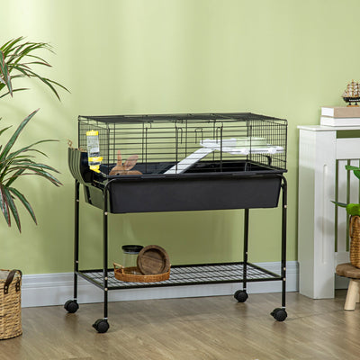 HKM-2822717 Small Animal Cage with Removable Stand and Storage for Rabbits, Guinea Pigs, and More