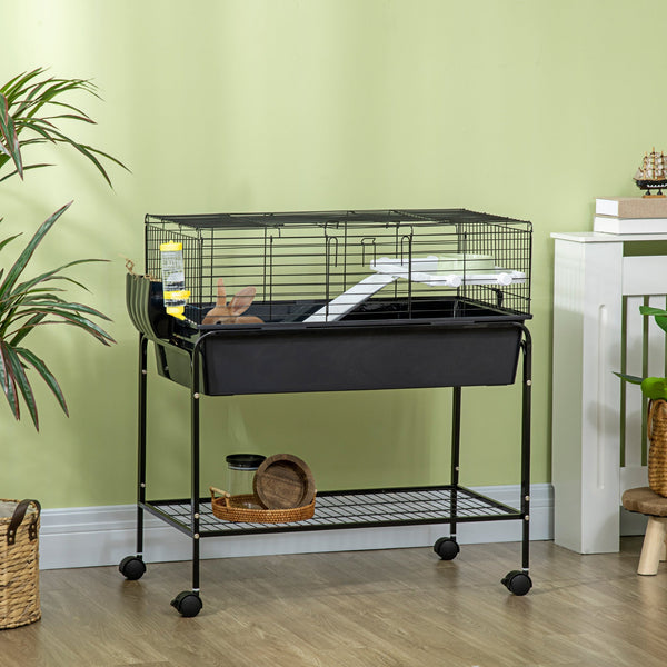 HKM-2822717 Small Animal Cage with Removable Stand and Storage for Rabbits, Guinea Pigs, and More