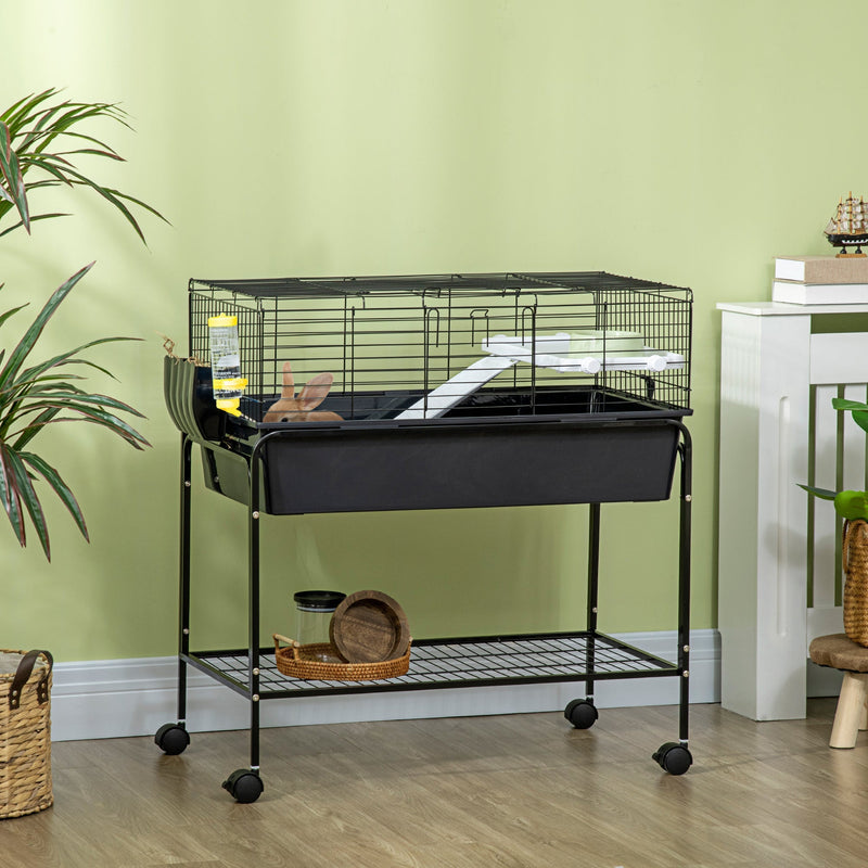 HKM-2822717 Small Animal Cage with Removable Stand and Storage for Rabbits, Guinea Pigs, and More