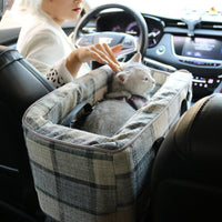 HKM-2823101 Pet Car Central Control Nest Cushion for Cats and Dogs, Folding Design, Dark Blue and Plaid Options, 49x25x21cm