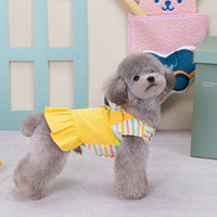 HKM-2823613 Striped Patchwork Skirt in Orange and Yellow for Dogs, Cotton Casual Pet Clothing