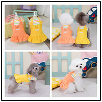 HKM-2823613 Striped Patchwork Skirt in Orange and Yellow for Dogs, Cotton Casual Pet Clothing