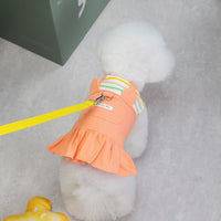 HKM-2823613 Striped Patchwork Skirt in Orange and Yellow for Dogs, Cotton Casual Pet Clothing