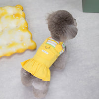 HKM-2823613 Striped Patchwork Skirt in Orange and Yellow for Dogs, Cotton Casual Pet Clothing