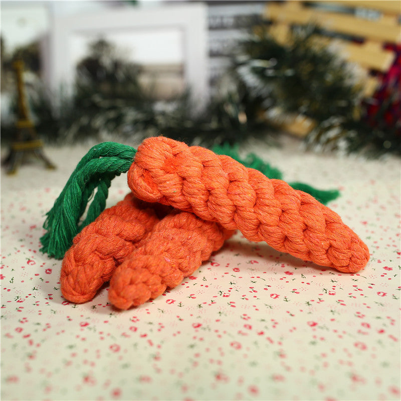 HKM-2823869 Hand-Knitted Cotton Rope Carrot Toy for Dogs and Cats - Perfect for Molar Playtime