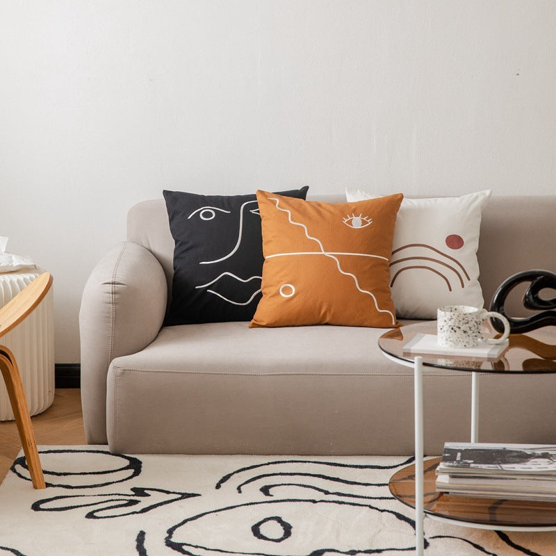 HKM-282579 Nordic Style Geometric Cotton Decorative Cushion with Fiber Filling - 45x45cm