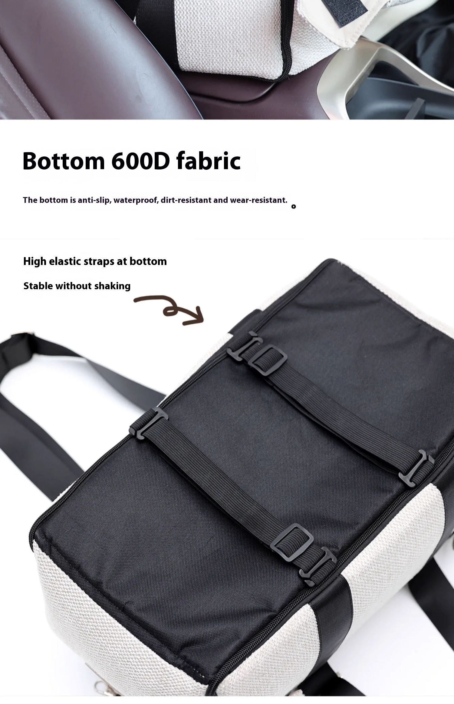 HKM-2826301 Pet Car Nest Diaper Bag - Versatile Polyester Carrier for Small Pets up to 10 kg, Beige White