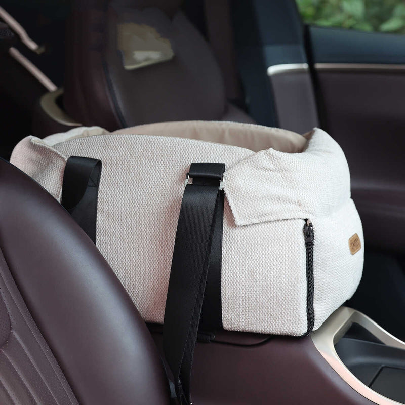 HKM-2826301 Pet Car Nest Diaper Bag - Versatile Polyester Carrier for Small Pets up to 10 kg, Beige White