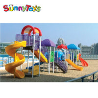 HKM-282643 Children's Wooden Outdoor Climber Slide and Sensory Playset for Ages 9 Months to 6 Years