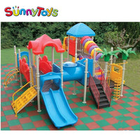 HKM-282643 Children's Wooden Outdoor Climber Slide and Sensory Playset for Ages 9 Months to 6 Years