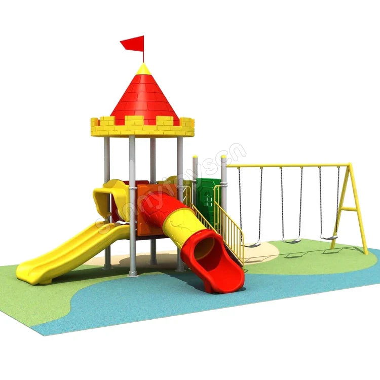 HKM-282643 Children's Wooden Outdoor Climber Slide and Sensory Playset for Ages 9 Months to 6 Years