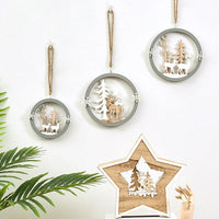 HKM-282643 Wooden Nordic Elk Pendant with Hemp Rope - Available in Small, Medium, and Large Sizes