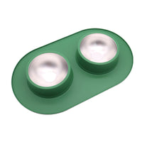 HKM-2828989 Dual-Purpose Anti-Skid Anti-Splash Silicone and Stainless Steel Pet Bowl
