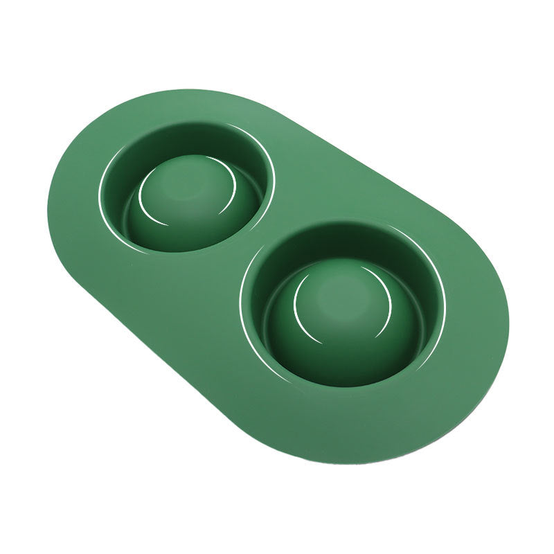 HKM-2828989 Dual-Purpose Anti-Skid Anti-Splash Silicone and Stainless Steel Pet Bowl
