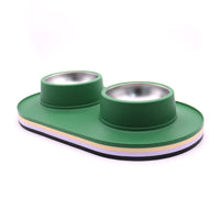 HKM-2828989 Dual-Purpose Anti-Skid Anti-Splash Silicone and Stainless Steel Pet Bowl