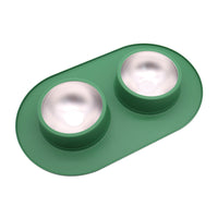 HKM-2828989 Dual-Purpose Anti-Skid Anti-Splash Silicone and Stainless Steel Pet Bowl