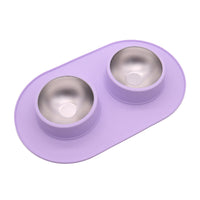 HKM-2828989 Dual-Purpose Anti-Skid Anti-Splash Silicone and Stainless Steel Pet Bowl