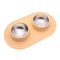 HKM-2828989 Dual-Purpose Anti-Skid Anti-Splash Silicone and Stainless Steel Pet Bowl