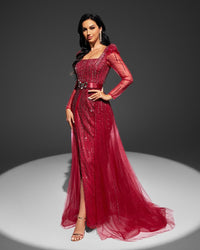 HKM-282899 Elegant Red Evening Gown - Style EZ25039 for Women