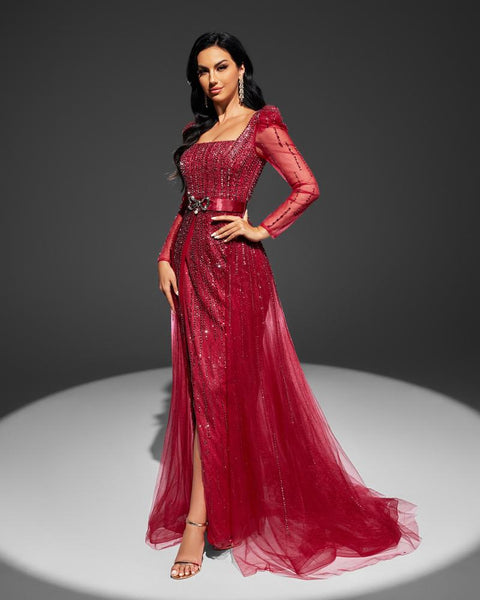 HKM-282899 Elegant Red Evening Gown - Style EZ25039 for Women