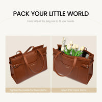HKM-282899 Professional Leather Laptop Bag for Women, 15.6-Inch Office Tote Briefcase for Work
