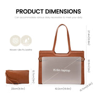 HKM-282899 Professional Leather Laptop Bag for Women, 15.6-Inch Office Tote Briefcase for Work