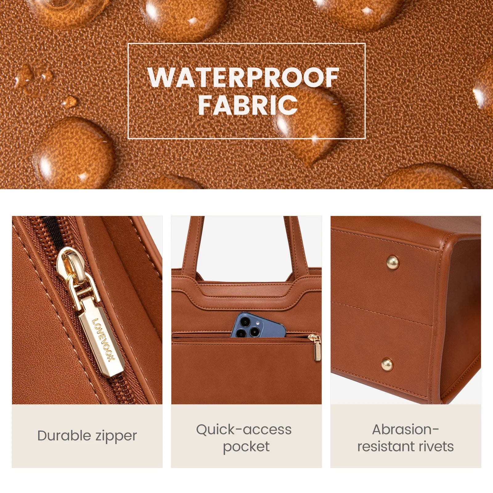 HKM-282899 Professional Leather Laptop Bag for Women, 15.6-Inch Office Tote Briefcase for Work