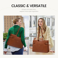 HKM-282899 Professional Leather Laptop Bag for Women, 15.6-Inch Office Tote Briefcase for Work