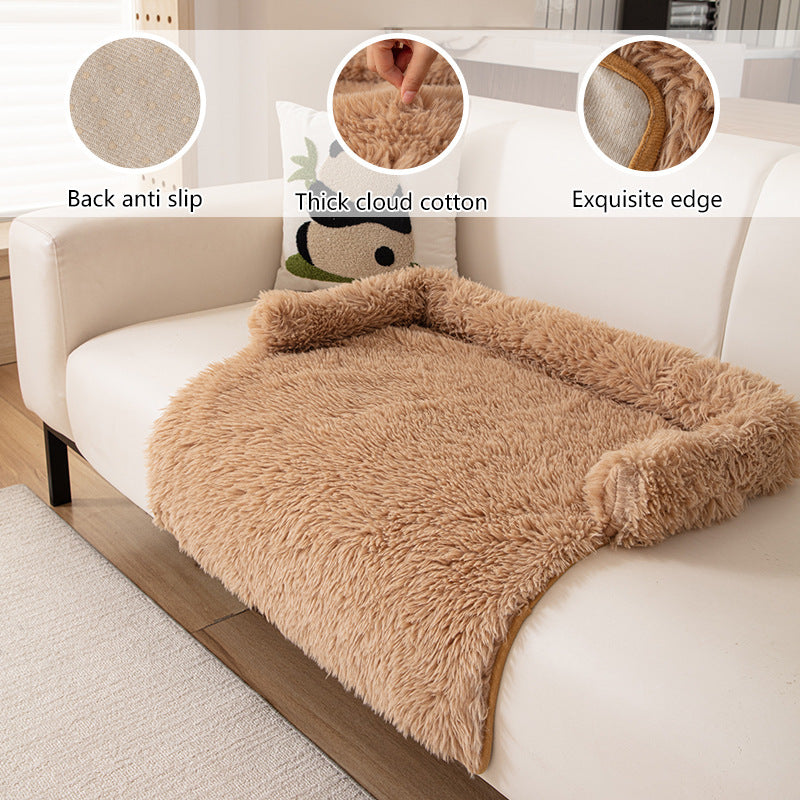 HKM-2830269 Cozy Plush Dog Bed Sofa Mat - Fluffy Nest Design for Fall and Winter Warmth
