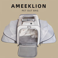 HKM-2831037 Spacious Outdoor Portable Pet Bag with Breathable Oxford Cloth – Available in Beige, Blue, Khaki, Gray, Green, and Purple