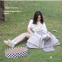 HKM-2831037 Spacious Outdoor Portable Pet Bag with Breathable Oxford Cloth – Available in Beige, Blue, Khaki, Gray, Green, and Purple