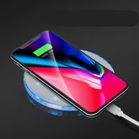 HKM-283219 Round Wireless Charger for Mobile Phones - 10W Fast Charging, Micro USB Input, Compatible with Apple & Android Devices