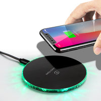 HKM-283219 Round Wireless Charger for Mobile Phones - 10W Fast Charging, Micro USB Input, Compatible with Apple & Android Devices